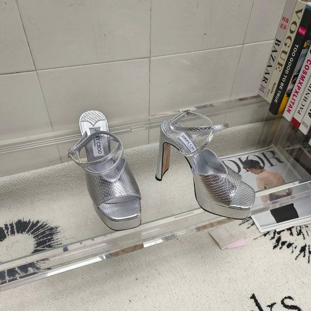 Jimmy Choo's cross-strap sandals are absolutely dazzling in the sunlight! The ch