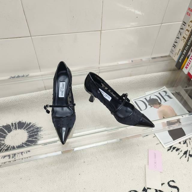 400 Top-tier version Jimmy Choo Aren Pum series high heels, featuring a heart-pr