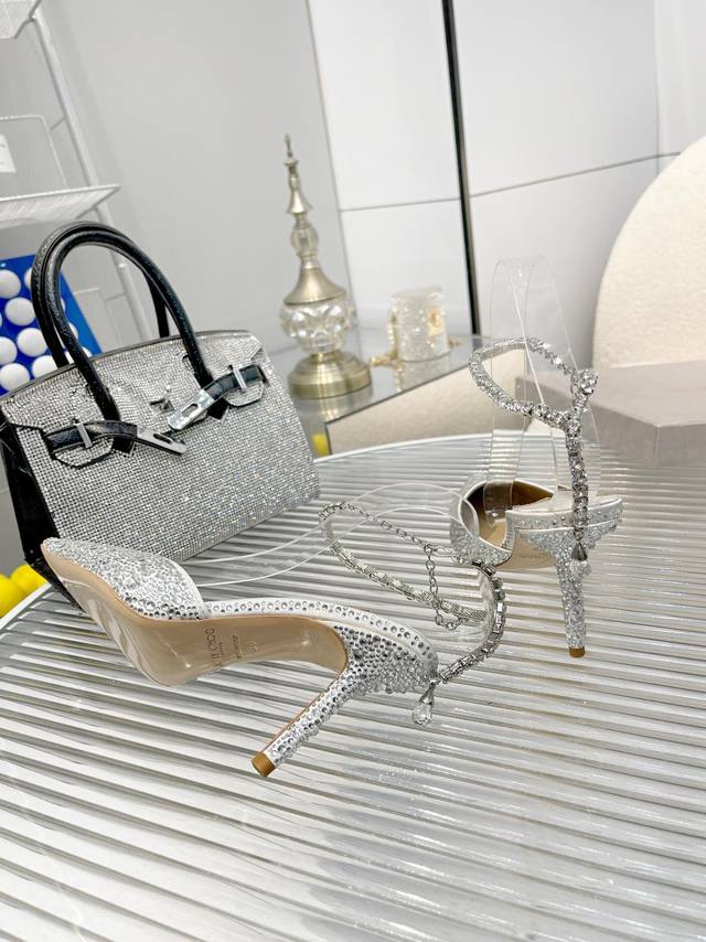 Jimmychoo's new Goddess Series rhinestone high heels. Featured by numerous celeb
