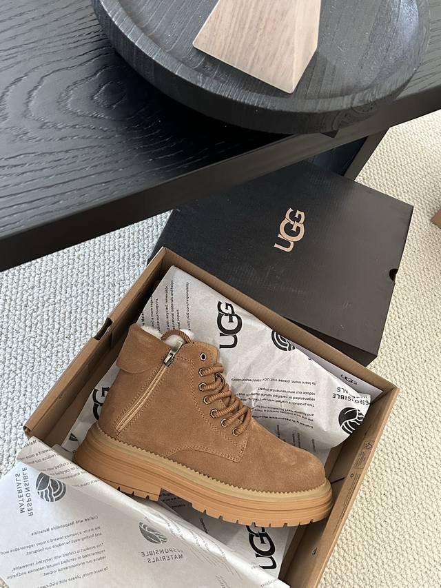 New Ugg men's workwear zipper shoes, made of cowhide and wool with a non-slip so