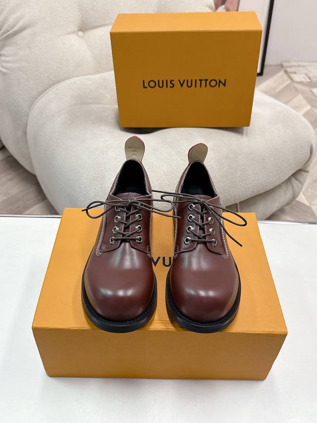 25Ss Early Autumn New Louis Vuiteeon Lv Bubble Lace-up Men's Platform Leather Sh