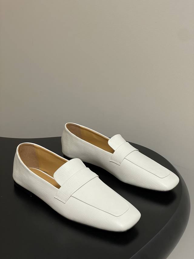 The Row 25Ss Early Autumn New Tr Square Toe Low Mouth Mule Leather Single Shoes