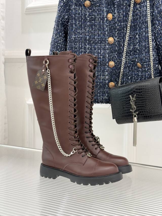 Factory Price Louis Vuitton 25Wf Autumn/Winter New Chain Lace-up Platform Boots