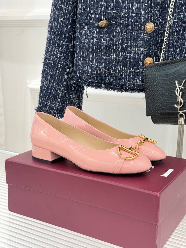 Factory Price Gucci 25Wf New Arrival Big and Small Horsebit Chunky Heel Shoes Wh