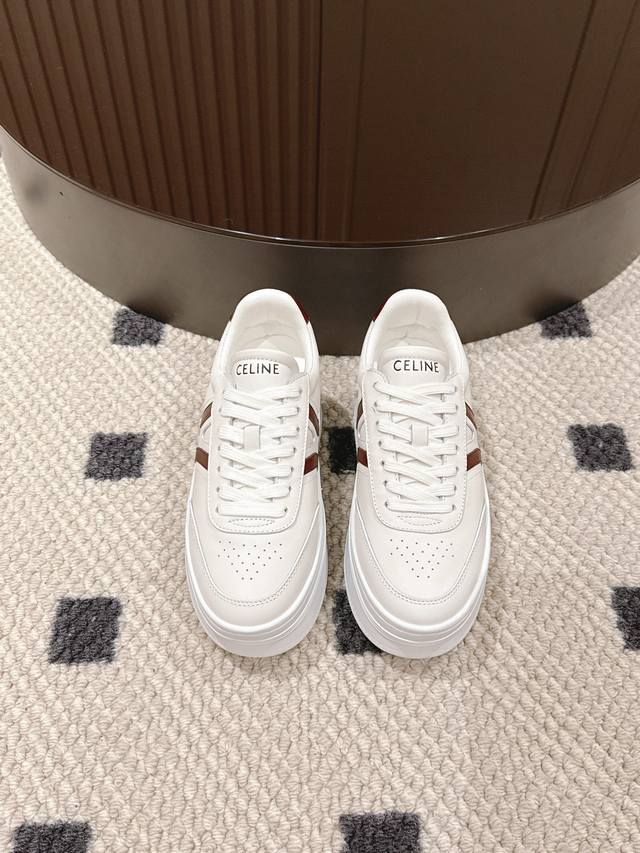 Sizes 35-40 41 Custom Made Celine 2025 New Platform 5cm Classic White Sneakers,