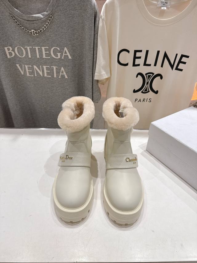 High-quality factory-made Dior F037 2025 Autumn/Winter new wool-lined flat ankle