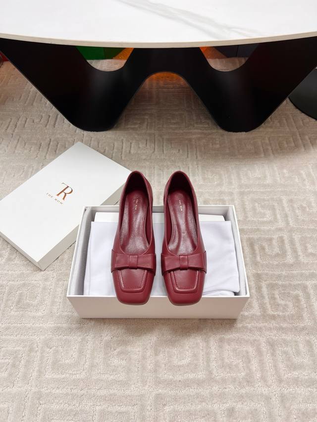 Factory direct The Row 26 Spring Festival New Style Bow-Tie Square Toe Chunky He