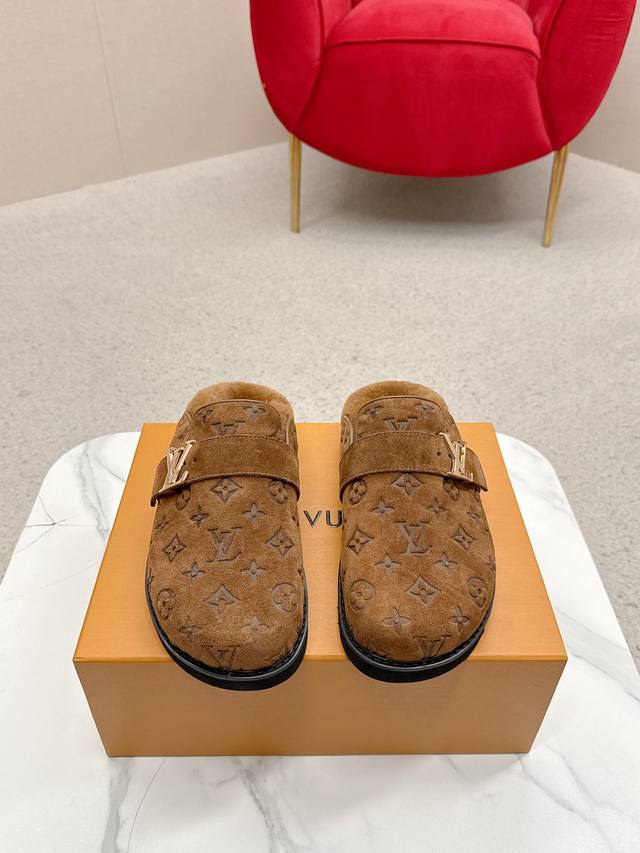 Louis Vuitton 25 Fall/Winter New Arrival - Latest Monogram Canvas Mule Wool Slip