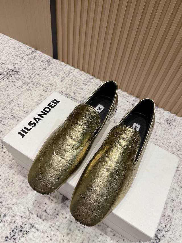 Top Version: Jil Sander 25 Autumn Newest Square Toe Loafers Slip-on Flat Shoes A