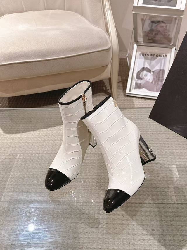 2025 Exquisite electroplated letter heel boot opening with rhinestone tag, 6-inc