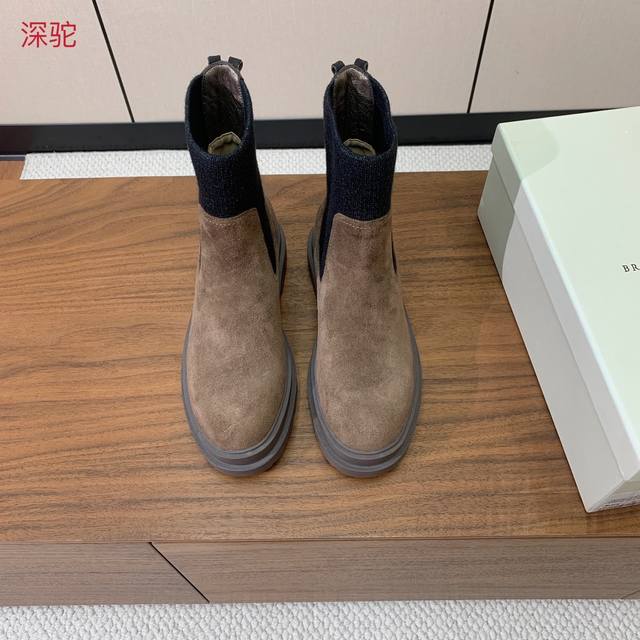 Brunell* Cucinell* New Ankle Boots. Upper: cowhide suede, leather. Lining: sheep