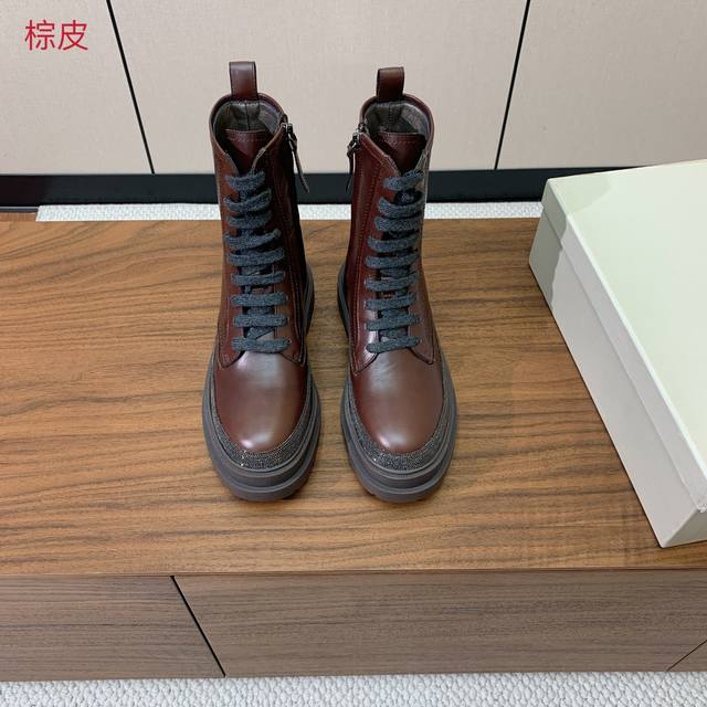 Brunell* Cucinell* New Lace-up Ankle Boots. Upper: cowhide suede, leather. Linin