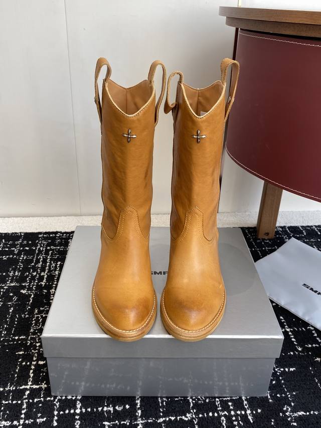 High-quality Smfk cross-stitch new cowboy boots, a touch of yellow in autumn, ac