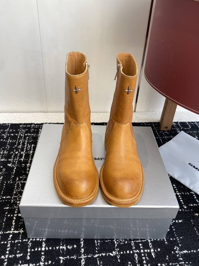 High-quality Smfk cross-stitch new ankle boots