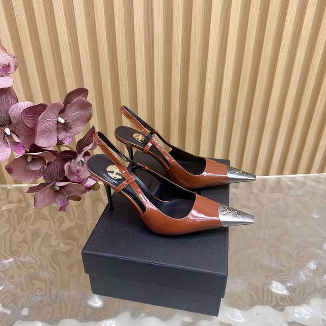 Exclusive New Arrival: YSL Saint Laurent SS2025 Summer Peep-Toe High-Heeled Sand