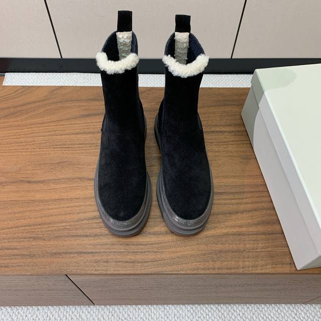Brunell* Cucinell* Ankle Boots. Upper: cow suede, leather. Wool lining, original