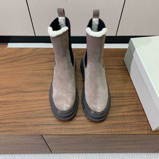 Brunell* Cucinell* Ankle Boots. Upper: cow suede, leather. Wool lining, original