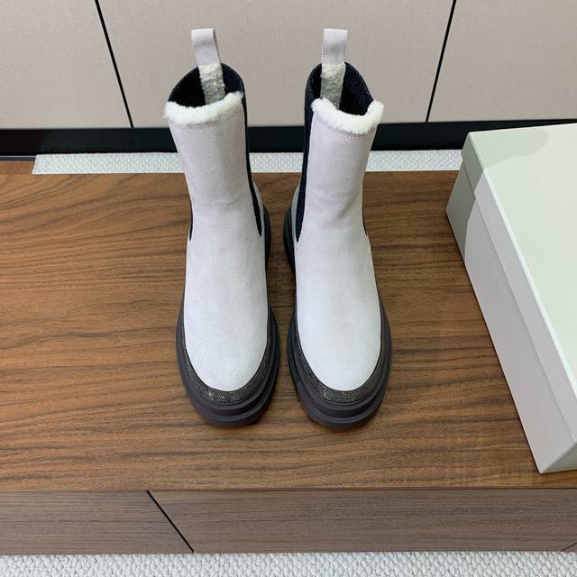 Brunell* Cucinell* Ankle Boots. Upper: cow suede, leather. Wool lining, original