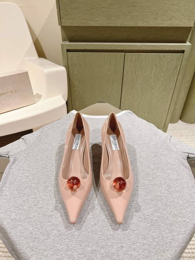 225 Early Spring Crystal Rhinestone Buckle Pointed Toe Jimmy Choo Lambskin Singl