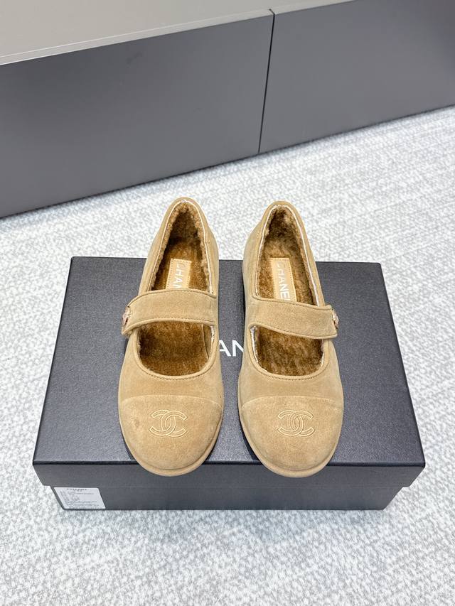High-quality Chanel 25Ss Fall/Winter Teddy Sheepskin Mary Jane Flat Ballet Flats