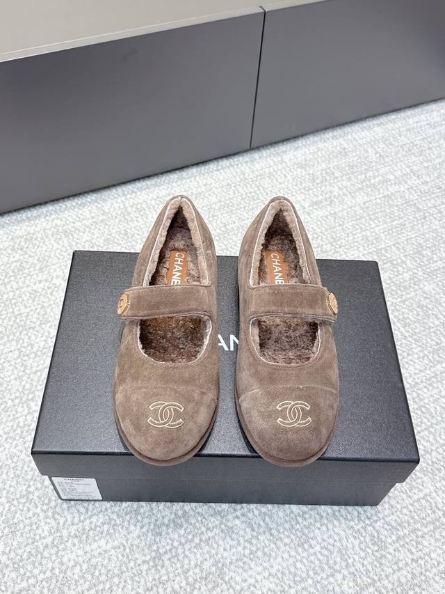 High-quality Chanel 25Ss Fall/Winter Teddy Sheepskin Mary Jane Flat Ballet Flats