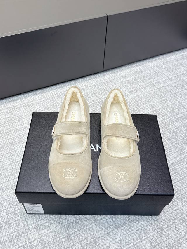 High-quality Chanel 25Ss Fall/Winter Teddy Sheepskin Mary Jane Flat Ballet Flats
