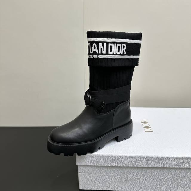 Dior 25Ss High-Replica Flyknit Embroidered Long Boots (Ddd). Features a logo nyl