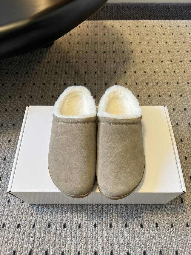 Alo25Ss New Casual Closed-Toe Wool Half-Slippers with Airplane Box Simplicity is