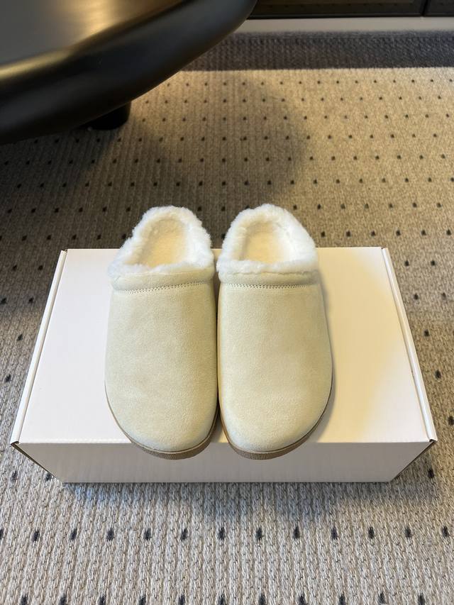 Alo25Ss New Casual Closed-Toe Wool Half-Slippers with Airplane Box Simplicity is
