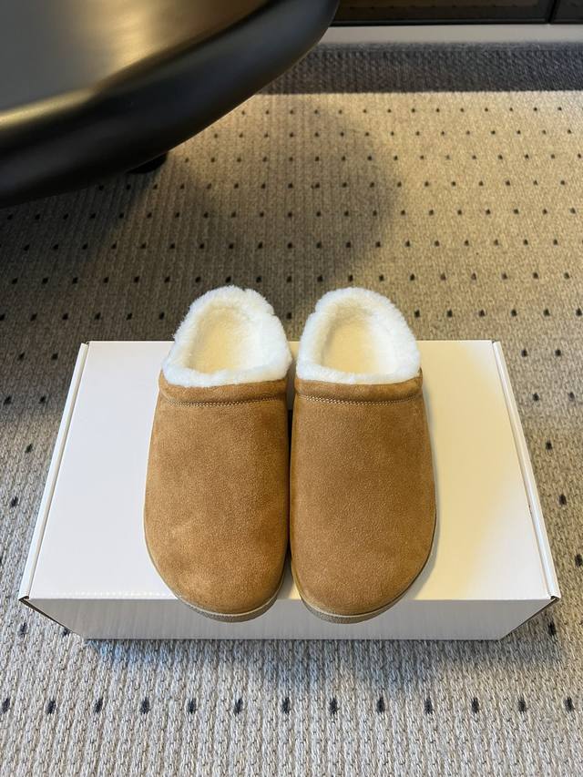Alo25Ss New Casual Closed-Toe Wool Half-Slippers with Airplane Box Simplicity is