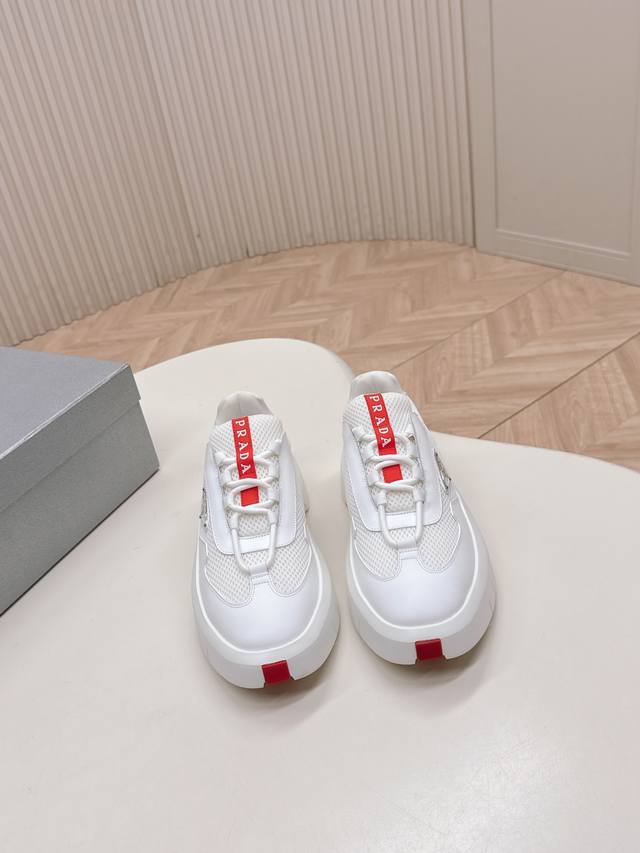 Prada White Sneakers for Couples - A Classic Upgrade from the Casual Sneaker Ser