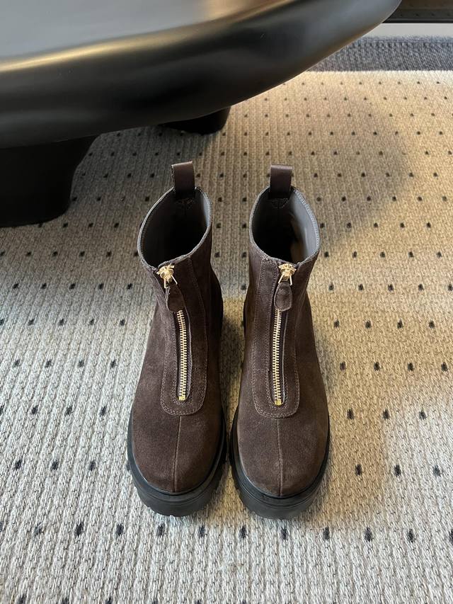 Prad* 25Ss Autumn/Winter New Zipper Ankle Boots Thick-Soled Boots This season's