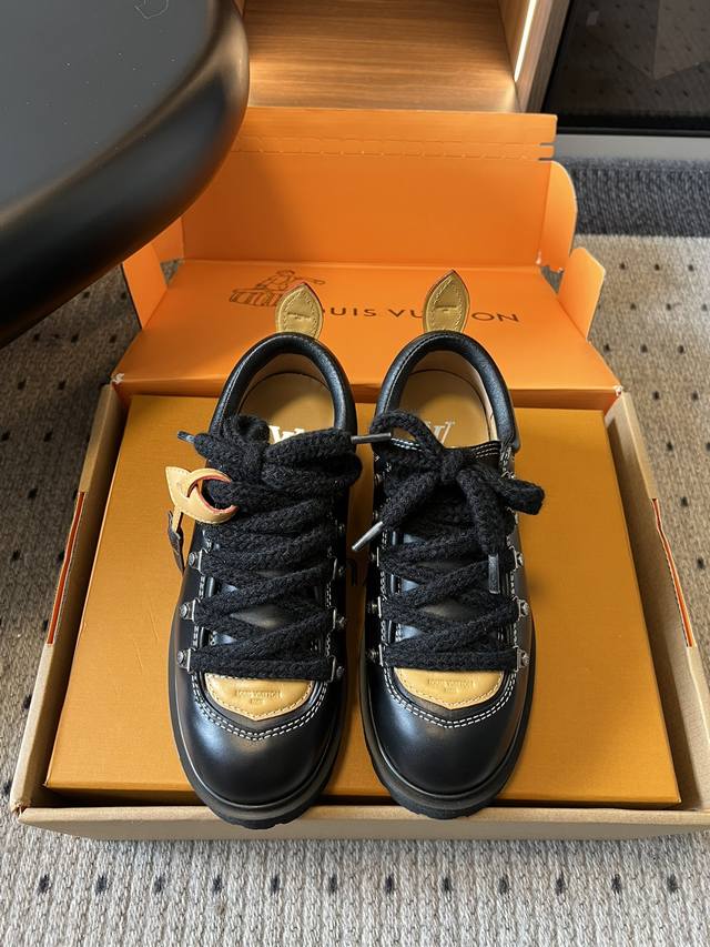 Louis Vuiteeo* Louis Vuitton Lace-up Platform Loafers, Newest Style, Couple/Unis