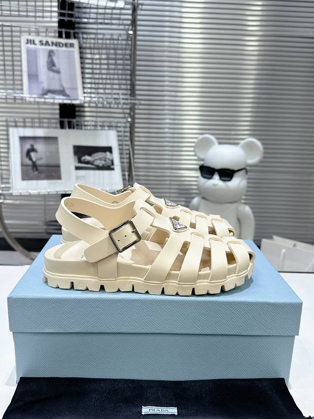 Flat Prada Spring/Summer New Sandals, Classic Triangle Buckle Sandals, Upgraded