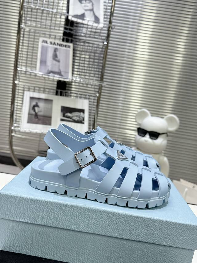 Flat Prada Spring/Summer New Sandals - Classic Triangle Buckle Sandals - Upgrade