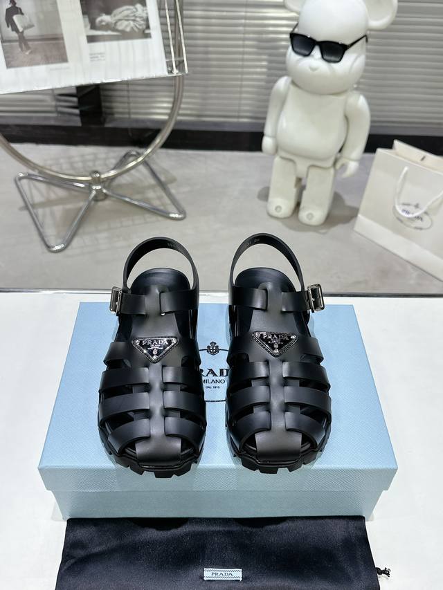 Flat Prada Spring/Summer New Sandals, Classic Triangle Buckle Sandals, Upgraded