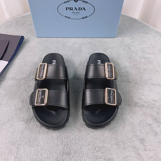 Prada's latest style. Upper: Imported cowhide and suede. Lining: Imported water-