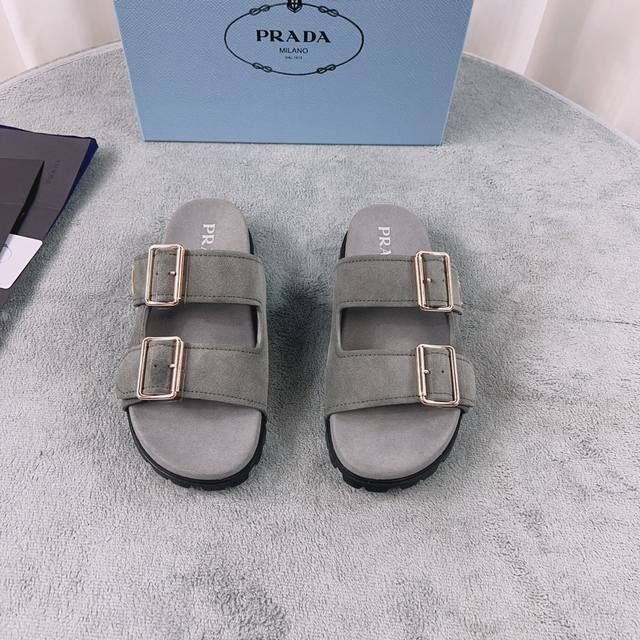 Latest Prada style. Upper: Imported cowhide and suede. Lining: Imported water-dy