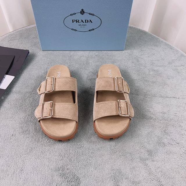 Prada's latest style. Upper: Imported cowhide and suede. Lining: Imported water- Prada's latest style. Upper: Imported cowhide and suede. Lining: Imported water-