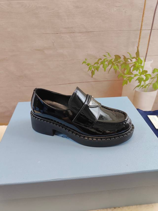 Prada Couple Style Prada Loafers Top-Tier Version Height-Increasing Leather Shoe