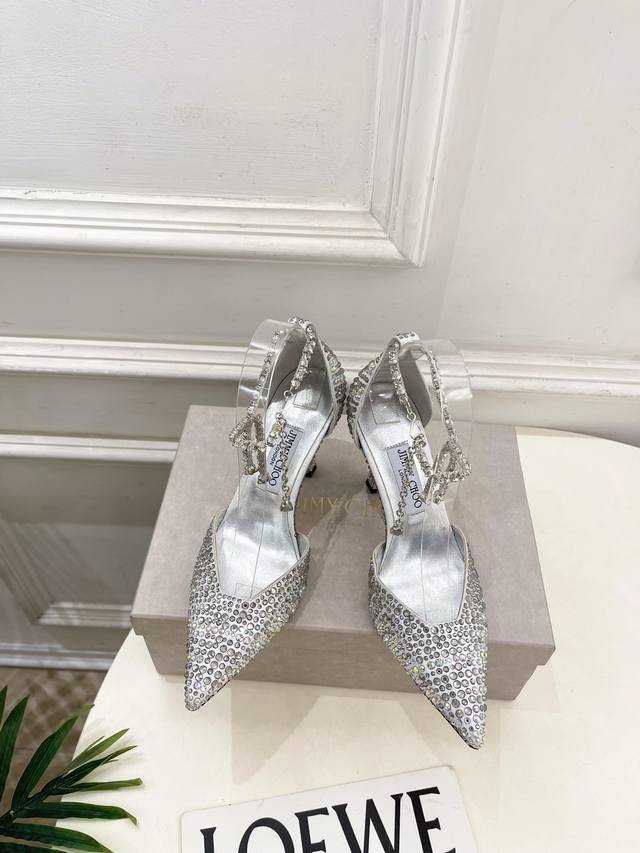 Jimmychoo 25Ss 2025Ss Autumn/Winter New Arrival - Classic Diamond Chain Pointed