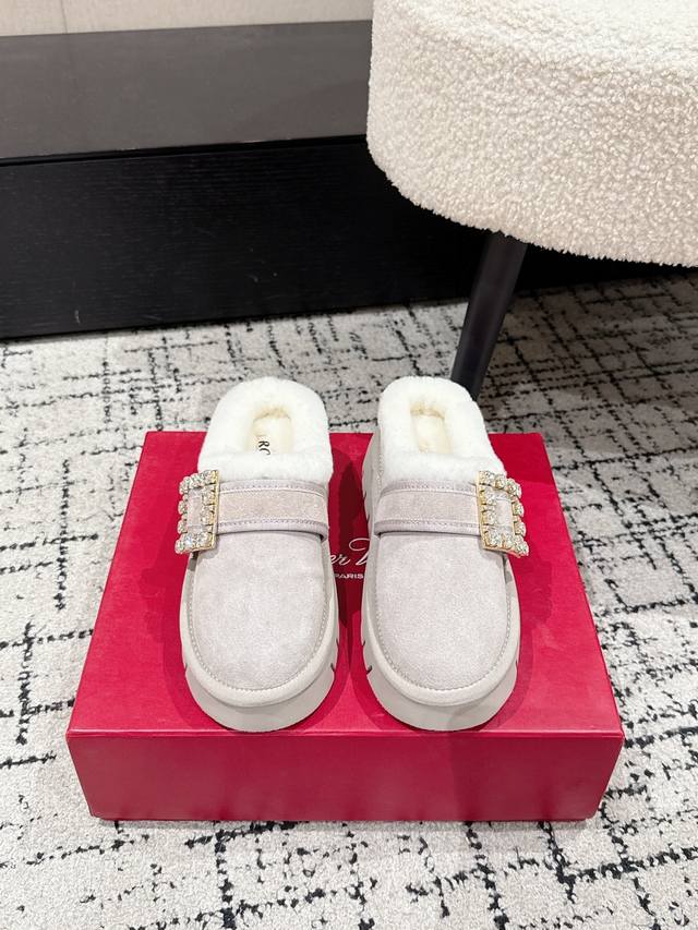 Roger Vivier Rv 25 Wf New Square Rhinestone Buckle Platform Snow Boots The iconi