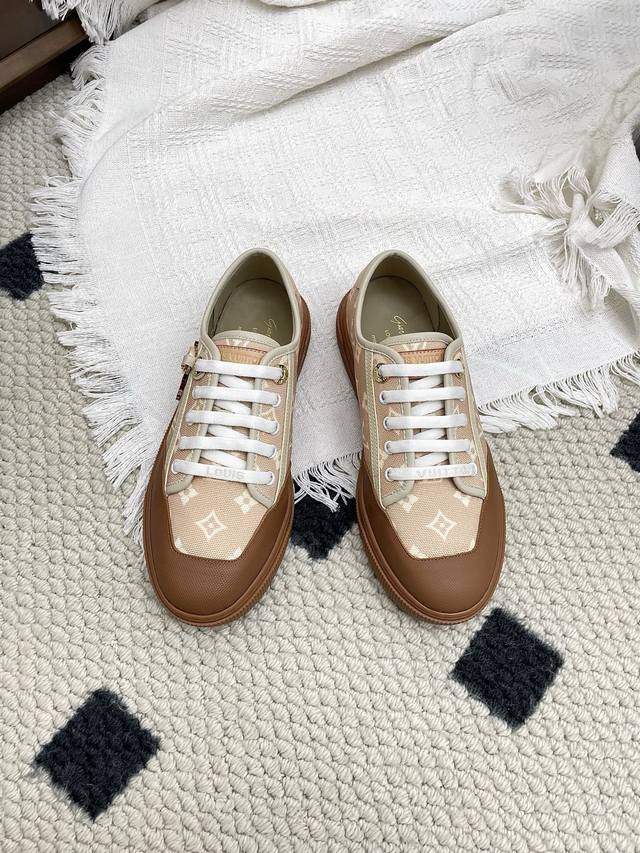 Louis Vuitton Lagoon series platform denim sneakers with embossed monogram patte