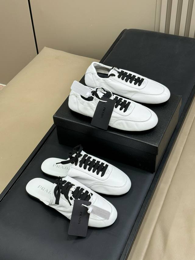 Prada Mary Jane slippers, size 380, 26Ssfw - New style, lace-up Mary Jane casual