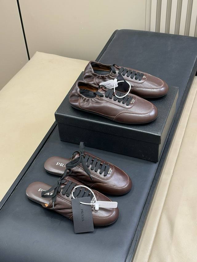 Prada Mary Jane slippers, size 380, 26Ssfw - New style, lace-up Mary Jane casual