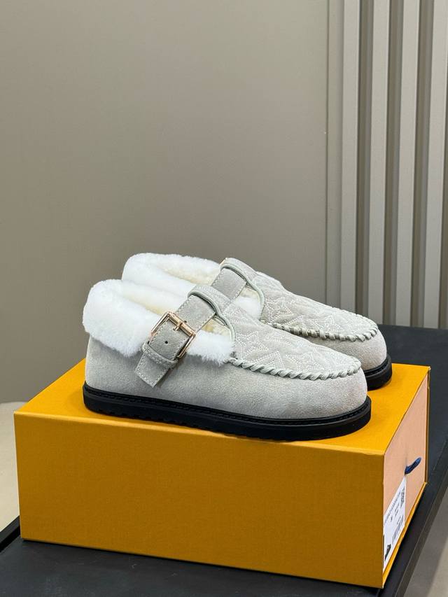 Top-tier Louis Vuitton Archlight series Mary Jane fur-lined slip-on shoes/cotton