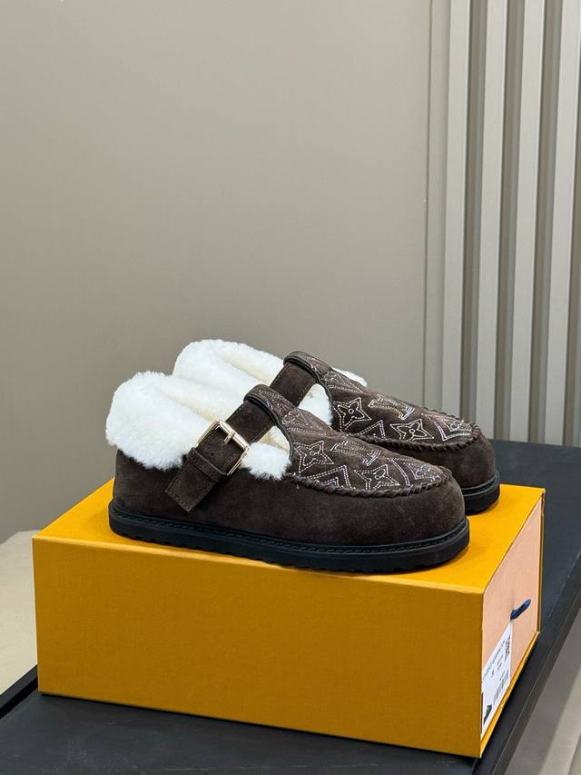 Top-tier Louis Vuitton Archlight series Mary Jane fur-lined slip-on shoes/cotton