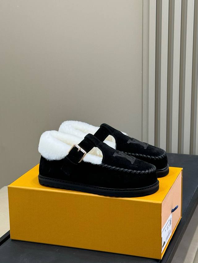 Top-tier Louis Vuitton Archlight series Mary Jane fur-lined slip-on shoes/cotton
