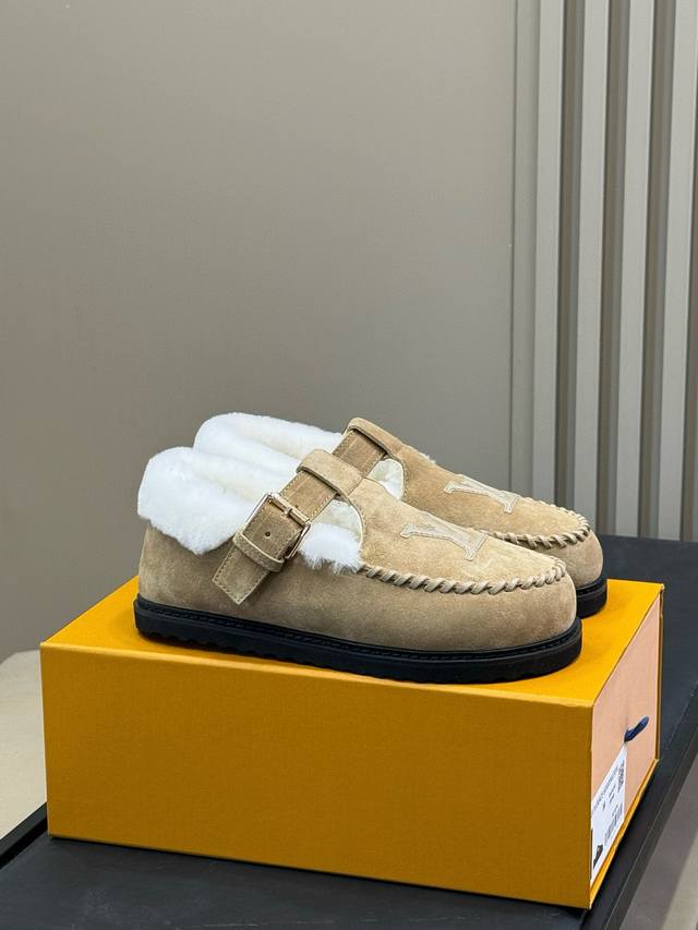 Top-tier Louis Vuitton Archlight series Mary Jane fur-lined slip-on shoes/cotton