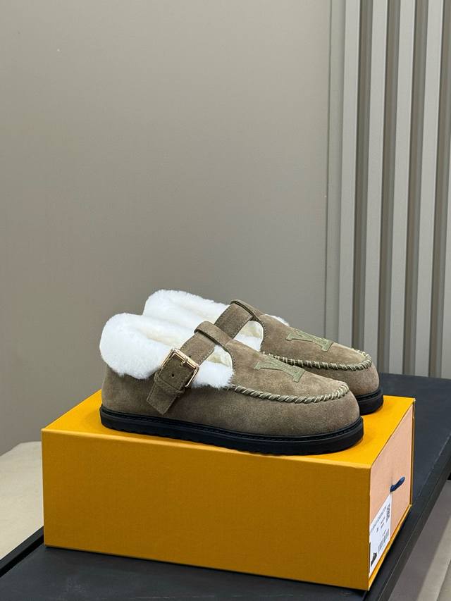 Top-tier Louis Vuitton Archlight series Mary Jane fur-lined slip-on shoes/cotton